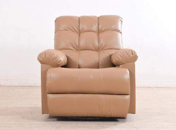 Chandler Rocker Recliner In Sand Brown Leatherette GMC Standard Sofa FN-GMC-003335