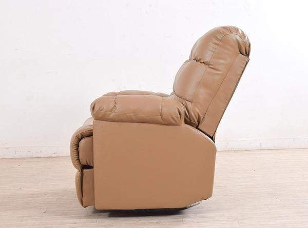 Chandler Rocker Recliner In Sand Brown Leatherette GMC Standard Sofa FN-GMC-003335