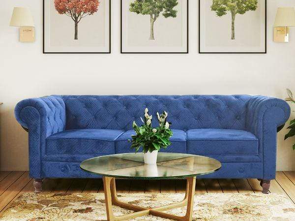 Winchester Three Seater Sofa In Blue Fabric GMC Express Sofa FN-GMC-008089