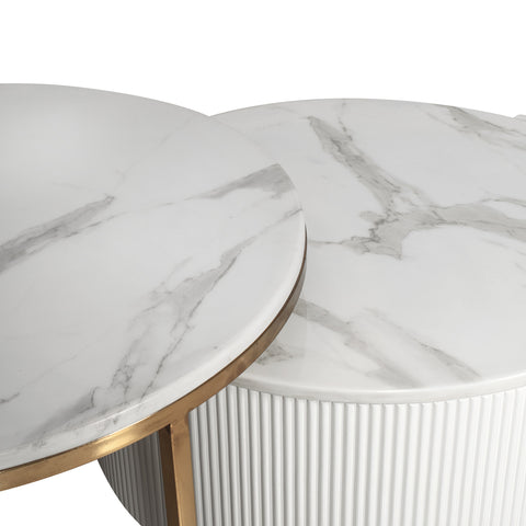 Cylo Round Nested Coffee Table in Marble