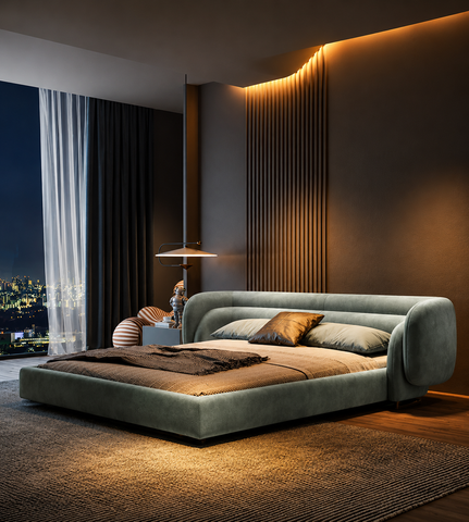 Maria Upholstered Bed with dual headboard