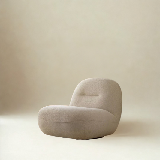 Italia Non Swivel Louneg Chair in Boucle Fabric