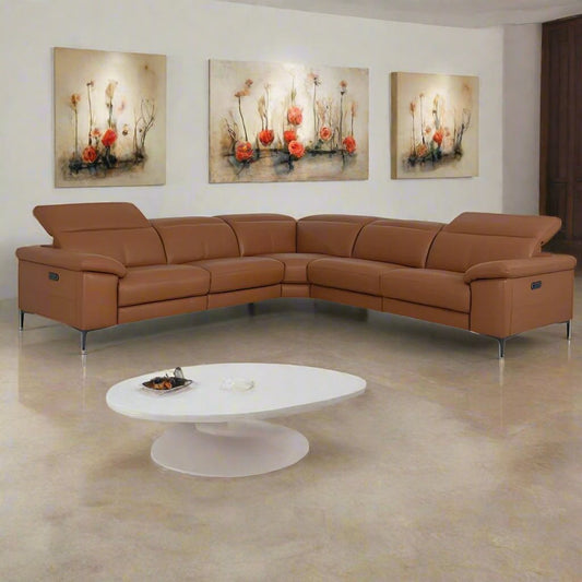 Kingsley 3 Seater Double Motorized Recliner  in Top Grain Leather
