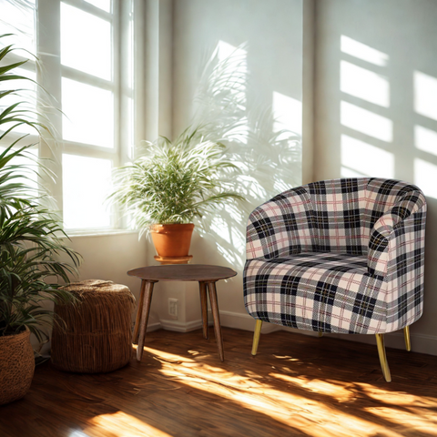 Guelfo Lounge Chair In Abstract Suede Fabric