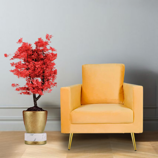 Walter 1 Seater in Yellow Velvet