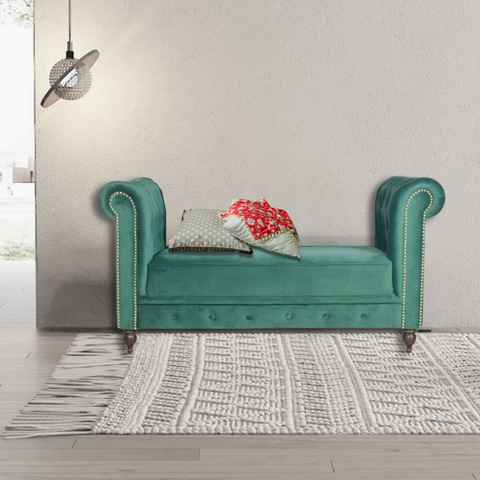 Berlin Bench In Green Velvet Fabric