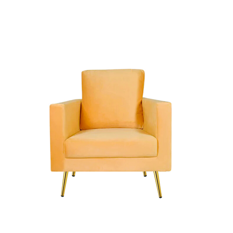 Walter 1 Seater in Yellow Velvet