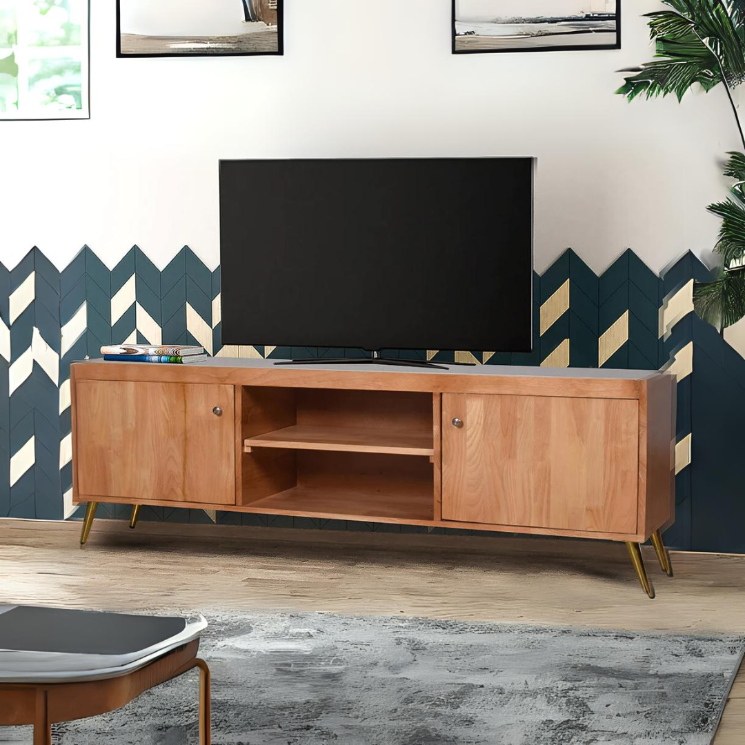 Alice Marble TV Console With Golden Legs