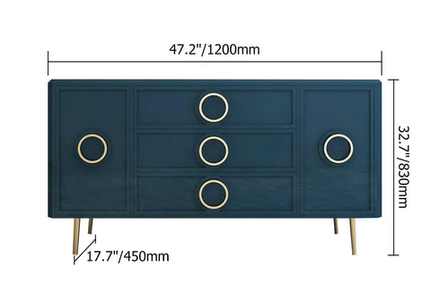 Render Sideboard Cum Chest of Drawers in Blue Textured Finish