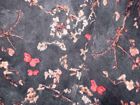 Titus Beauty High Back Wing Chair Premium Suede Floral Fabric
