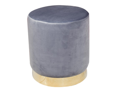 Vera Ottoman In Grey in Velvet Fabric
