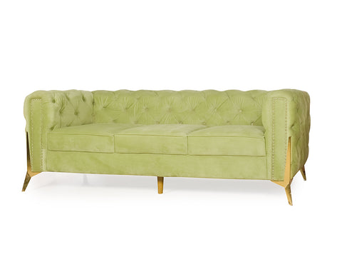 Oliver 3 Seater Sofa In Green Velvet Fabric