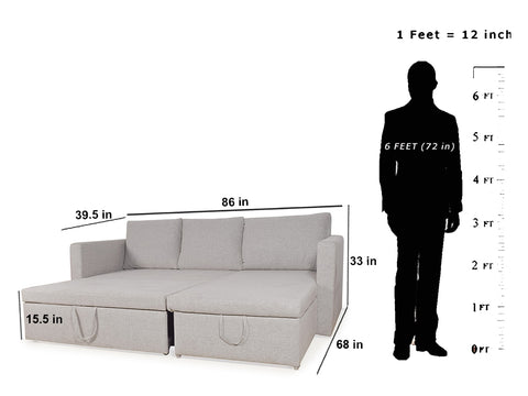 Feltro Sofa Cum Bed In Dark Grey