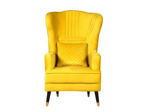 Mylo High Back Wing Chair Premium Suede Yellow Fabric