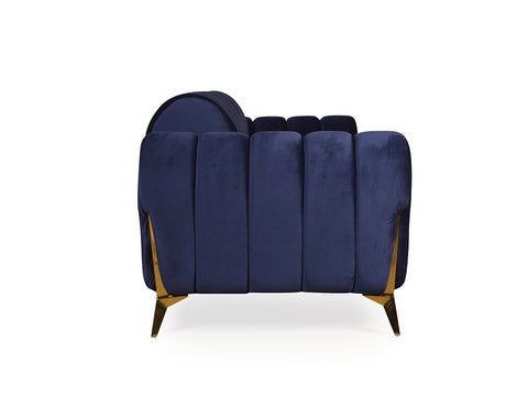 Parker Three Seater Sofa in Blue Velvet Fabric