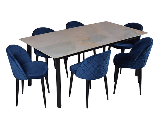 Carly Marble Dining Set With Noel Chairs