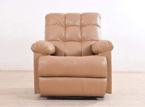 Chandler Rocker Recliner In Sand Brown Leatherette GMC Standard Sofa FN-GMC-003335