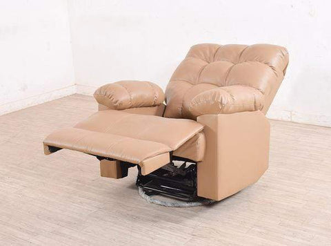 Chandler Rocker Recliner In Sand Brown Leatherette GMC Standard Sofa FN-GMC-003335