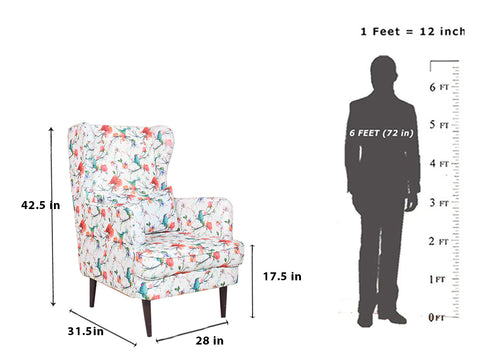 Genoa Wing Chair in Floral Cotton Fabric