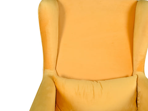 Genoa Wing Chair in Yellow Velvet Fabric