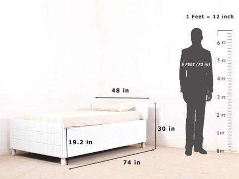 Valor Mini Queen Size Bed With Box Storage In White Finish