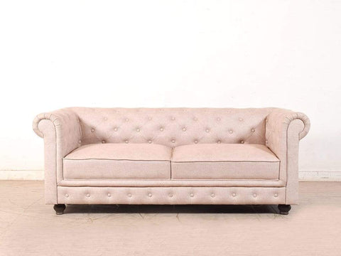 Winchester Three Seater Sofa In Luxe Beige Suede Fabric